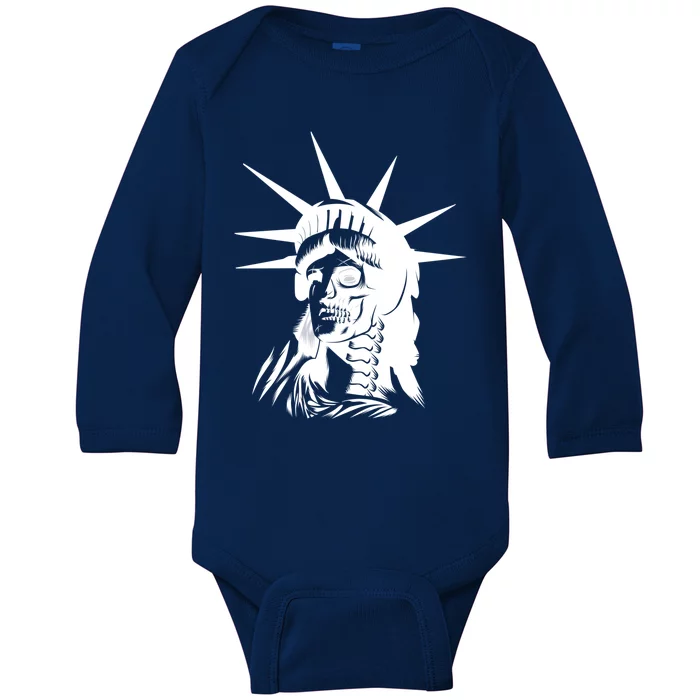 Statue Of Liberty Skull Gift Baby Long Sleeve Bodysuit