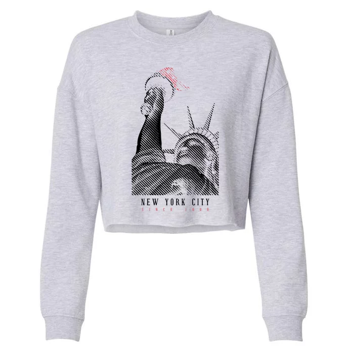 Statue Of Liberty New York City Since 1898 Cropped Pullover Crew