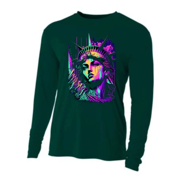 Statue Of Liberty Art Cooling Performance Long Sleeve Crew