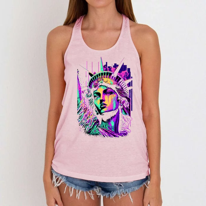 Statue Of Liberty Art Women's Knotted Racerback Tank