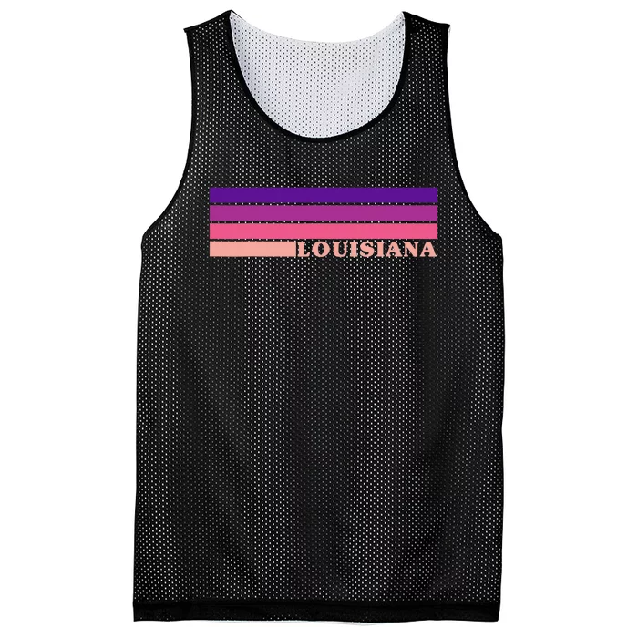 State Of Louisiana Colorful 70s Style Retro Stripes Mesh Reversible Basketball Jersey Tank