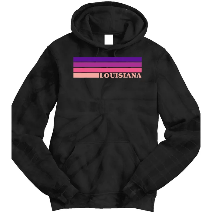 State Of Louisiana Colorful 70s Style Retro Stripes Tie Dye Hoodie