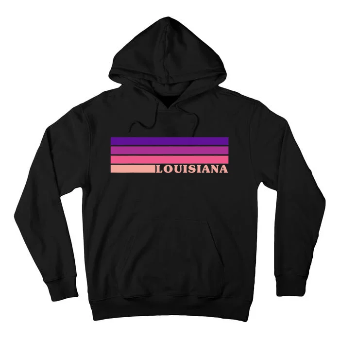 State Of Louisiana Colorful 70s Style Retro Stripes Tall Hoodie