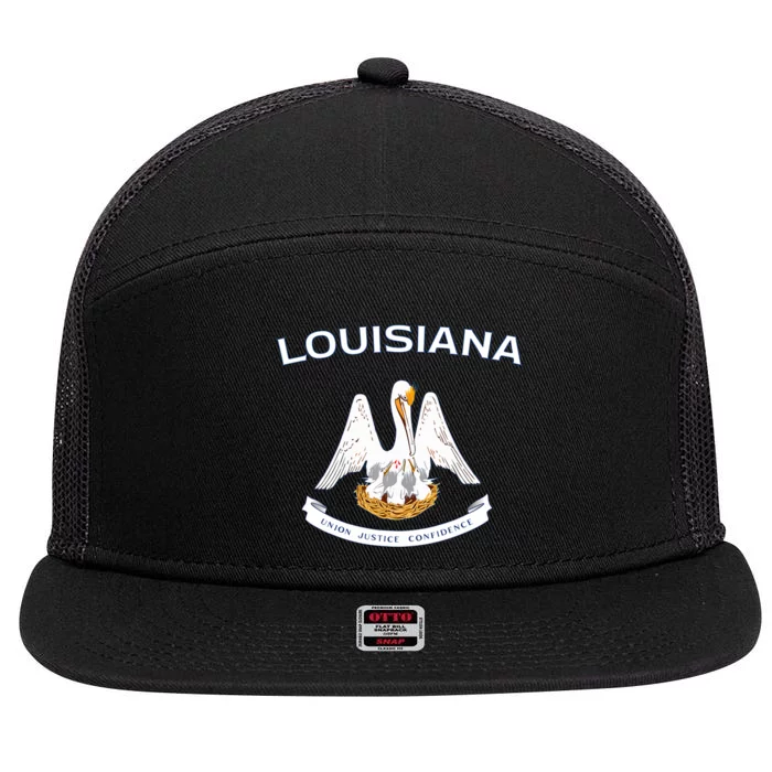 State Of Louisiana Flag Pelican La New Orleans Baton Rouge 7 Panel Mesh Trucker Snapback Hat