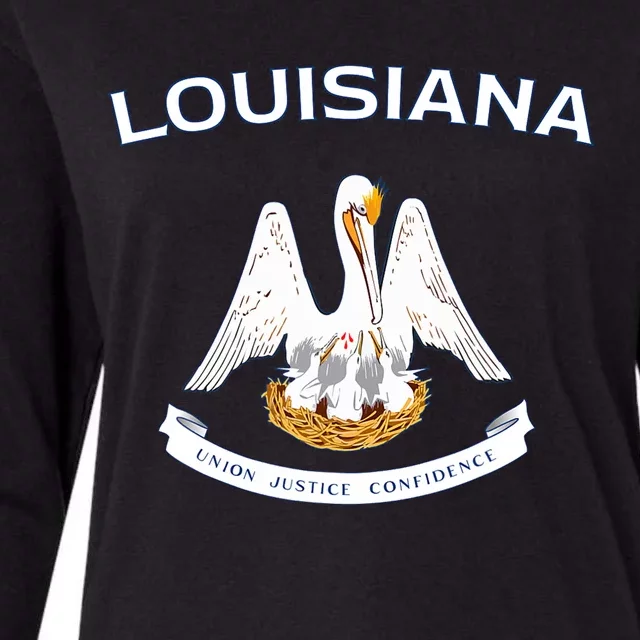 State Of Louisiana Flag Pelican La New Orleans Baton Rouge Womens Cotton Relaxed Long Sleeve T-Shirt