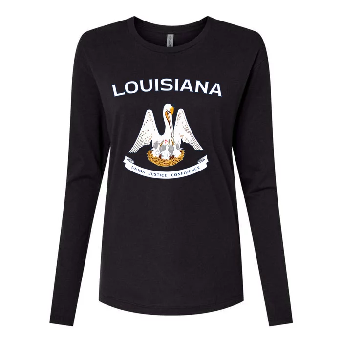 State Of Louisiana Flag Pelican La New Orleans Baton Rouge Womens Cotton Relaxed Long Sleeve T-Shirt