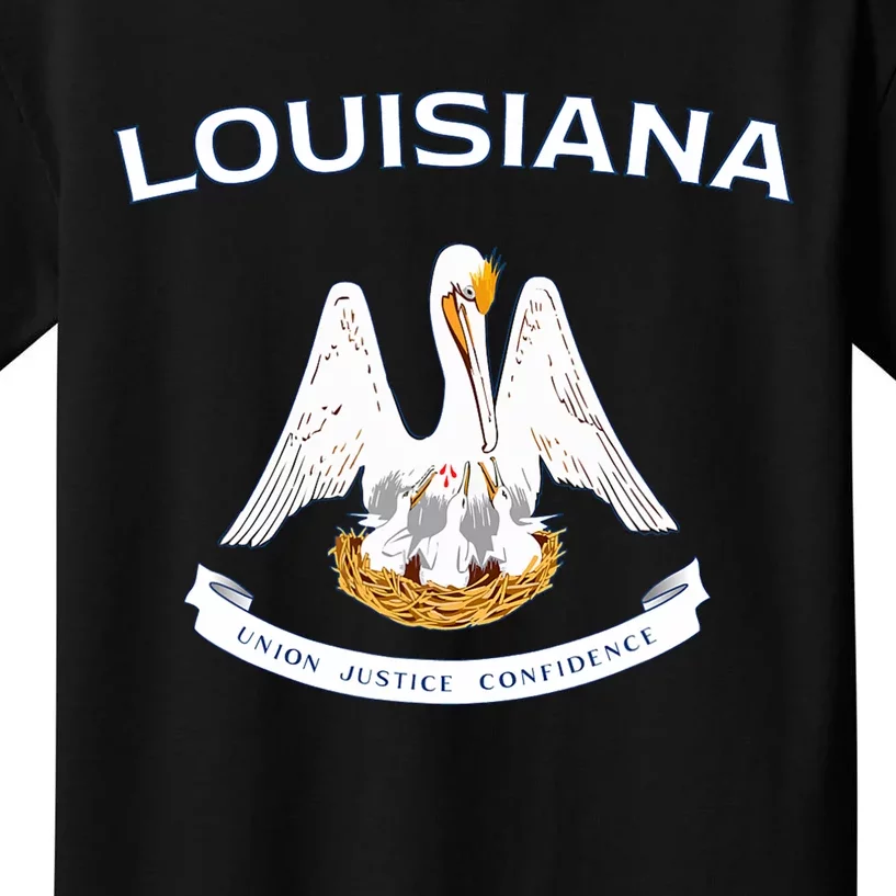 State Of Louisiana Flag Pelican La New Orleans Baton Rouge Kids T-Shirt