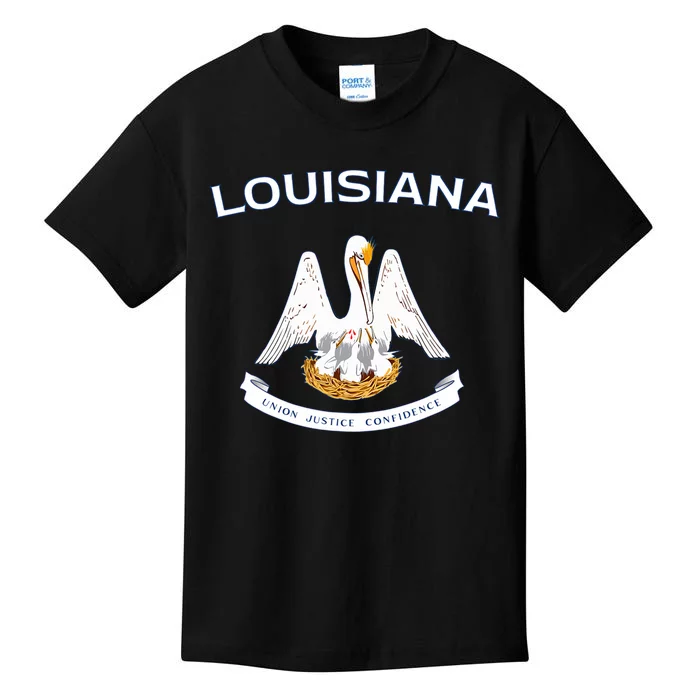 State Of Louisiana Flag Pelican La New Orleans Baton Rouge Kids T-Shirt