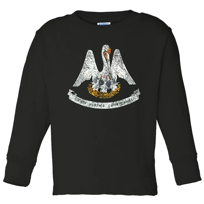 State Of Louisiana Flag Pelican La New Orleans Baton Rouge Toddler Long Sleeve Shirt