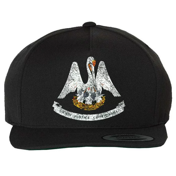 State Of Louisiana Flag Pelican La New Orleans Baton Rouge Wool Snapback Cap