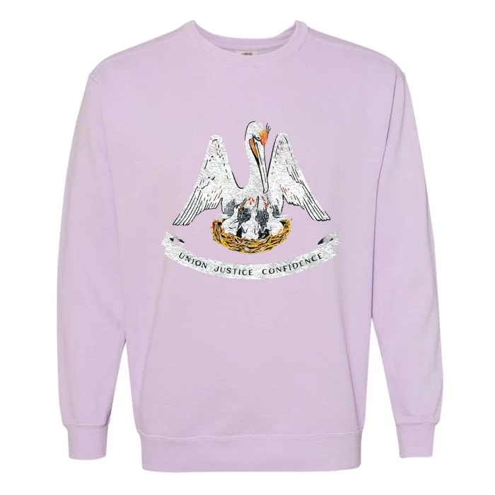 State Of Louisiana Flag Pelican La New Orleans Baton Rouge Garment-Dyed Sweatshirt