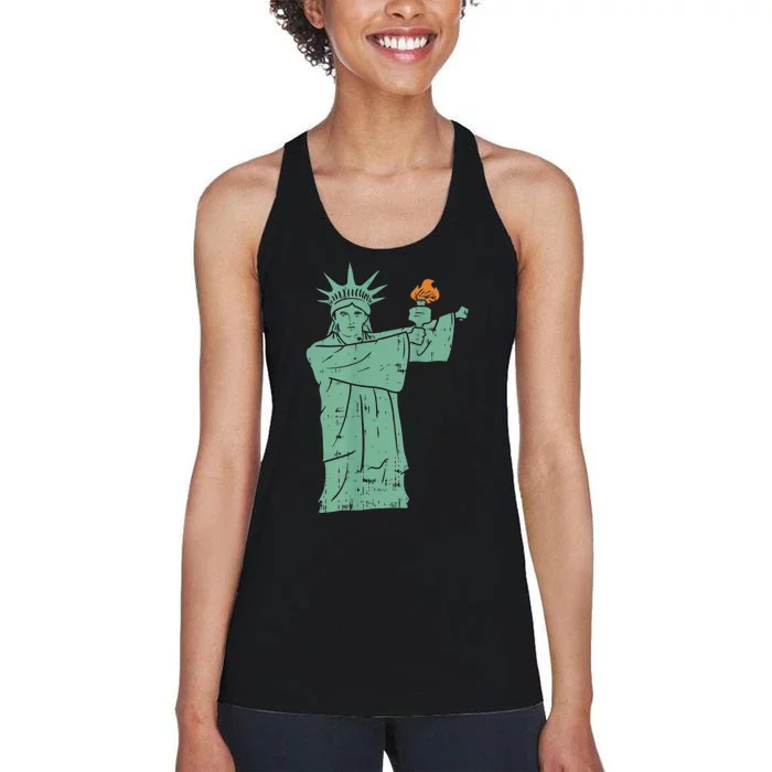 Statue Of Liberty Floss Dance Flossing Patriot Women's Racerback Tank