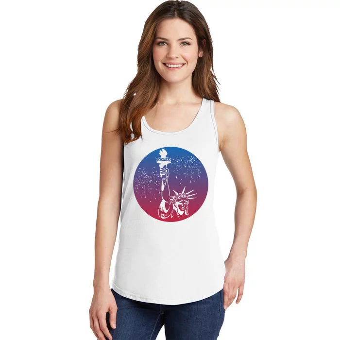 Statue Of Liberty New York Retro Ladies Essential Tank