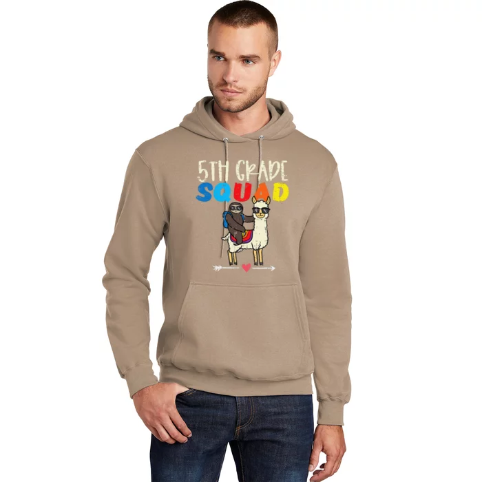 Sloth On Llama 5th Grade Squad Fifth First Day Of School Hoodie