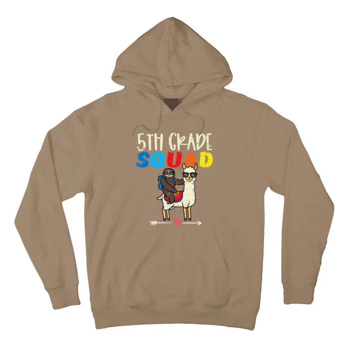 Sloth On Llama 5th Grade Squad Fifth First Day Of School Hoodie