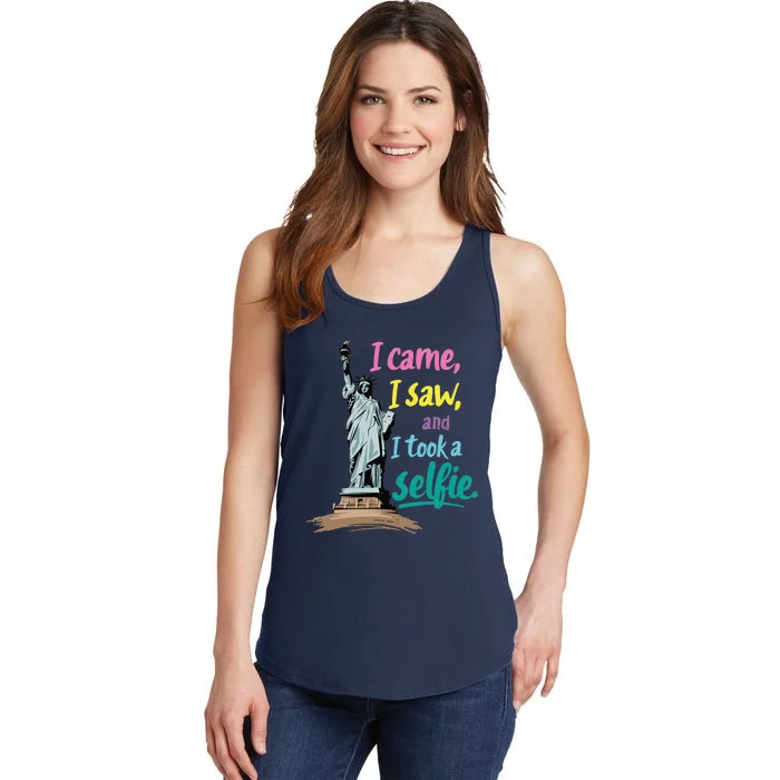 Statue Of Liberty Museum Travel I Came I Saw I Took A Selfie Ladies Essential Tank