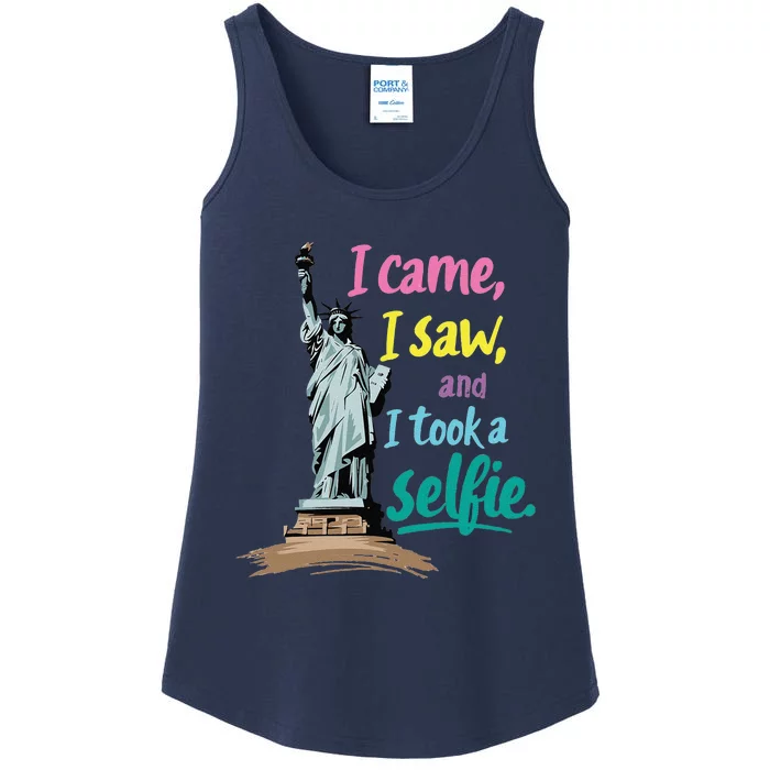 Statue Of Liberty Museum Travel I Came I Saw I Took A Selfie Ladies Essential Tank