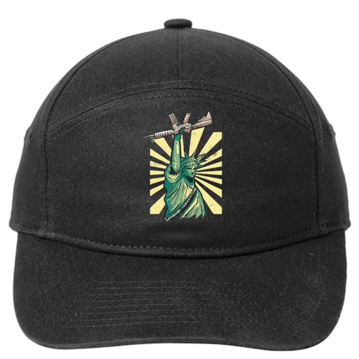 Statue Of Liberty Ar 15 Gun Loving American 7-Panel Snapback Hat