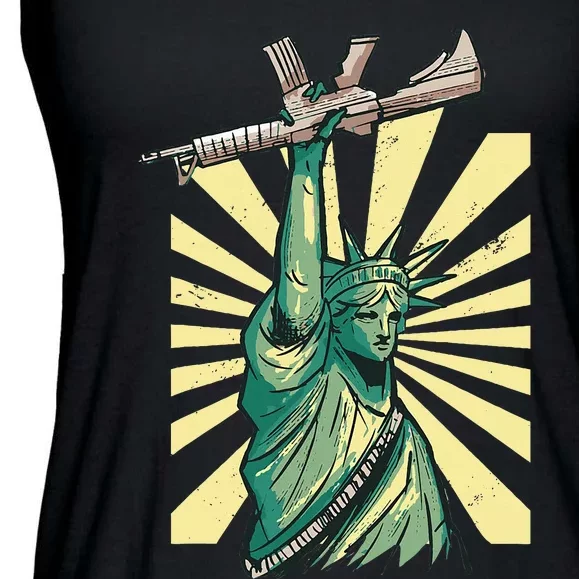 Statue Of Liberty Ar 15 Gun Loving American Ladies Essential Flowy Tank