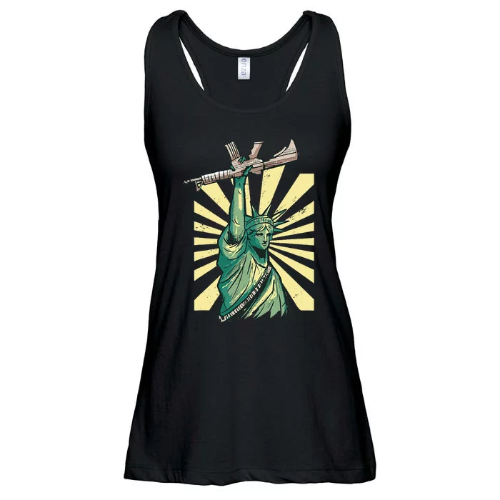 Statue Of Liberty Ar 15 Gun Loving American Ladies Essential Flowy Tank