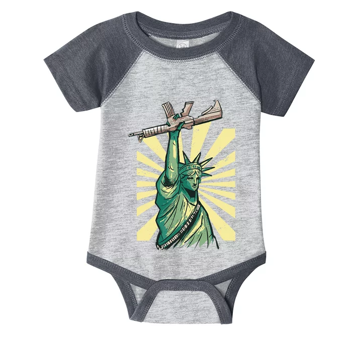 Statue Of Liberty Ar 15 Gun Loving American Infant Baby Jersey Bodysuit