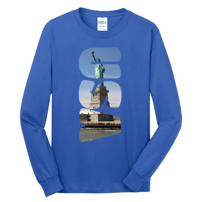 Statue Of Liberty Photograph Usa Letters Design Gift Tall Long Sleeve T-Shirt