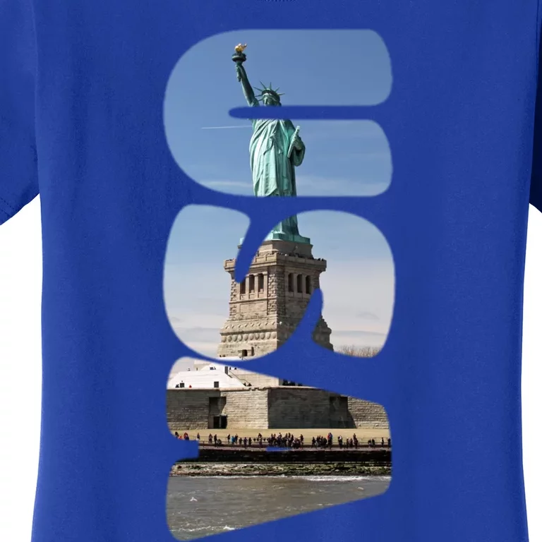 Statue Of Liberty Photograph Usa Letters Design Gift Women's T-Shirt