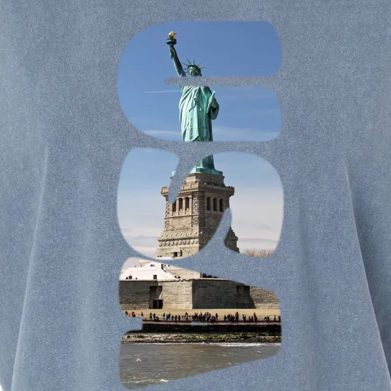 Statue Of Liberty Photograph Usa Letters Design Gift Garment-Dyed Women's Muscle Tee