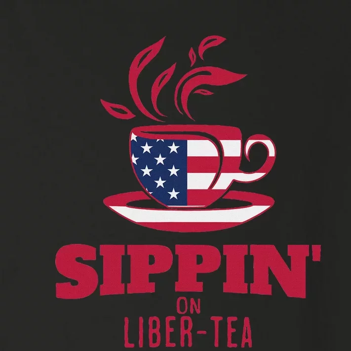 Sippin On Liber Tea American Flag Funny Holiday Slogans Toddler Long Sleeve Shirt