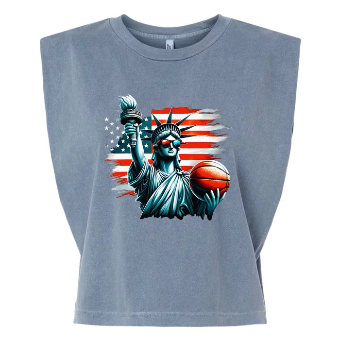 Statue Of Liberty Independence Day 4th Of July Garment-Dyed Women's Muscle Tee