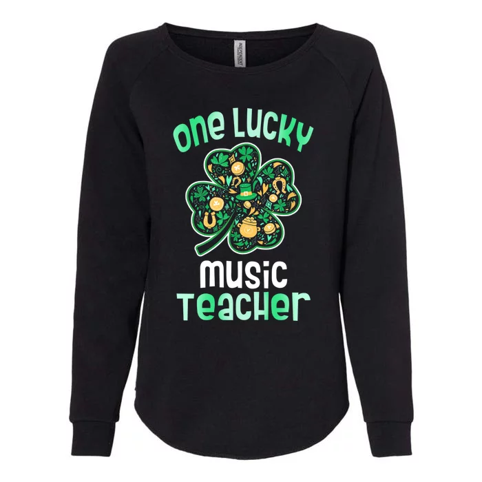 Shamrock One Lucky Teacher One Lucky Music Teacher St Patri Funny Gift Womens California Wash Sweatshirt