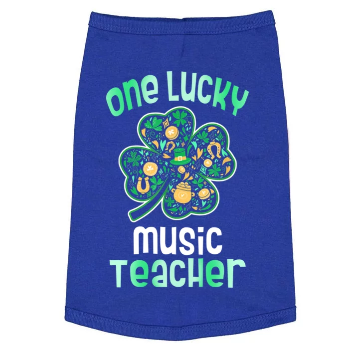 Shamrock One Lucky Teacher One Lucky Music Teacher St Patri Funny Gift Doggie Tank