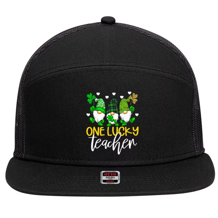 Shamrock One Lucky Teacher St. Patrick's Day School 7 Panel Mesh Trucker Snapback Hat