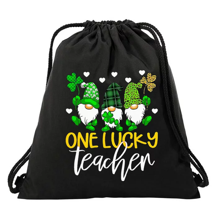 Shamrock One Lucky Teacher St. Patrick's Day School Drawstring Bag