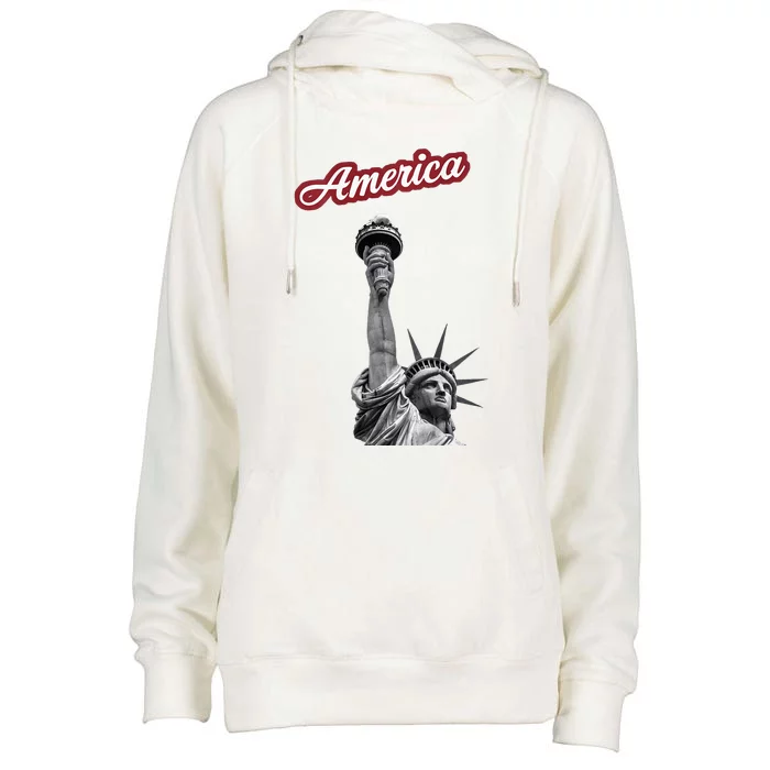 Statue Of Liberty Beer Holder Womens Funnel Neck Pullover Hood