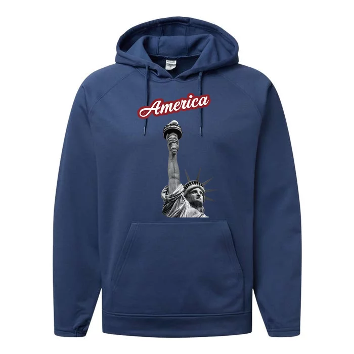 Statue Of Liberty Beer Holder Performance Fleece Hoodie