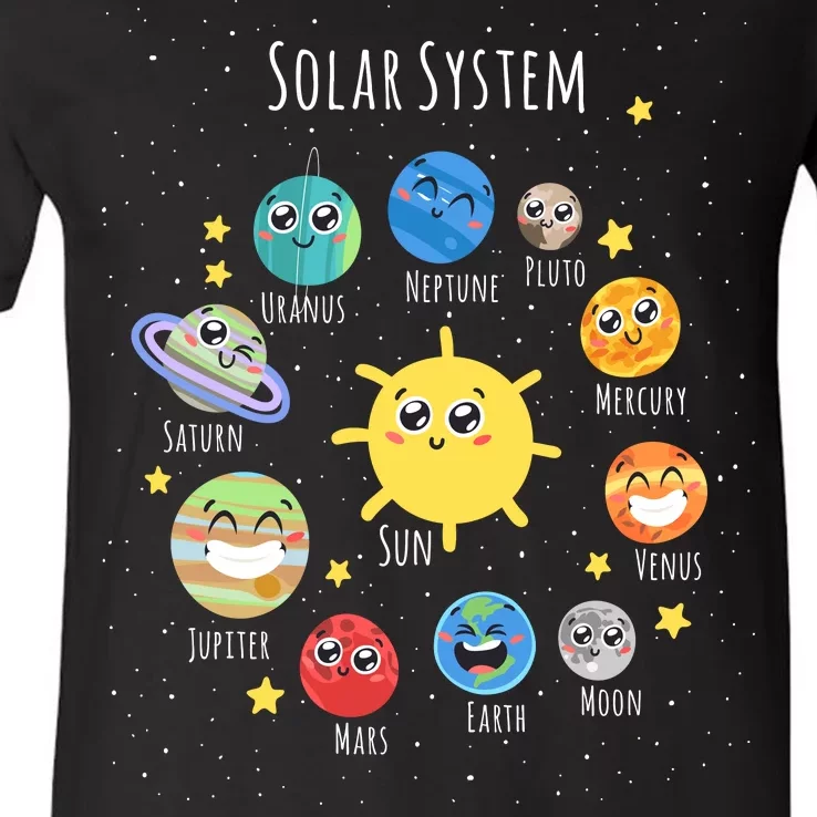 Solar System Children's Illustration V-Neck T-Shirt