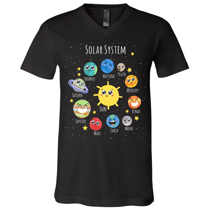 Solar System Children's Illustration V-Neck T-Shirt