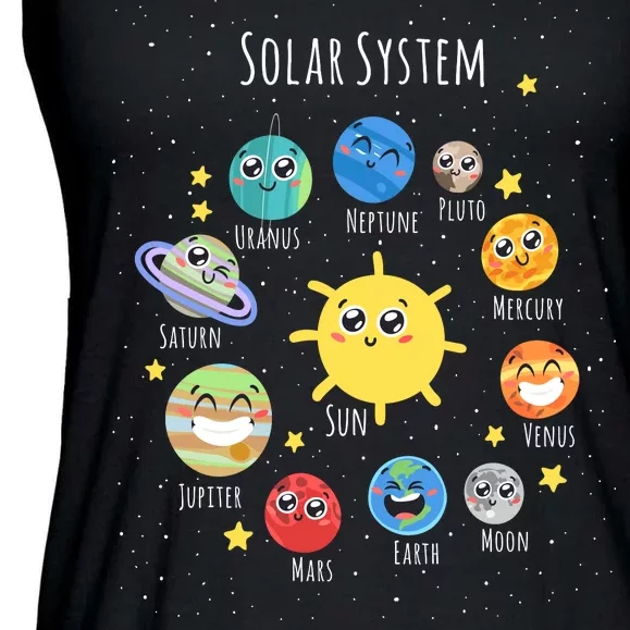 Solar System Children's Illustration Ladies Essential Flowy Tank