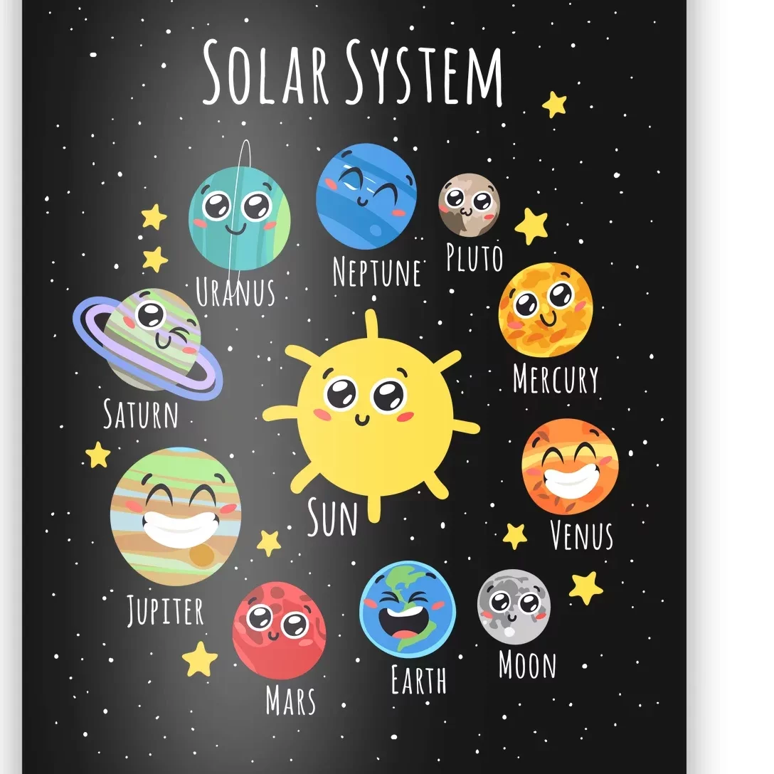 Solar System Children's Illustration Poster