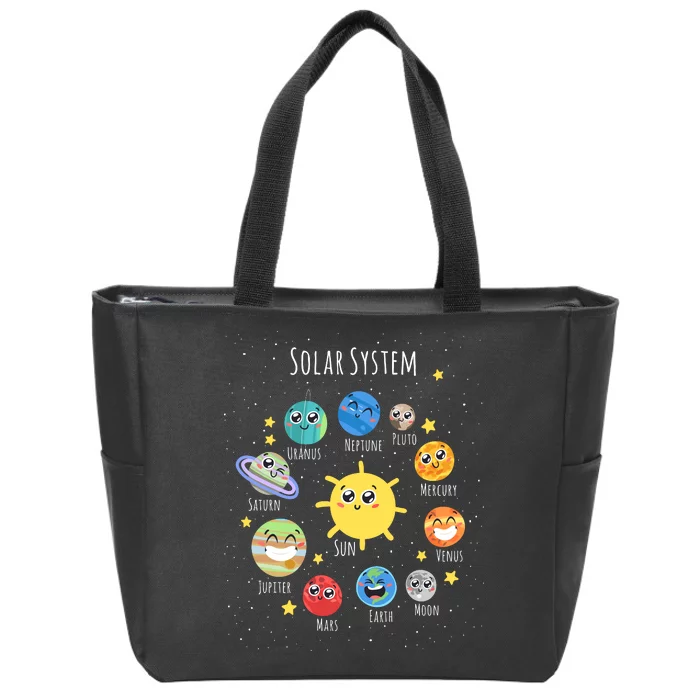 Solar System Children's Illustration Zip Tote Bag