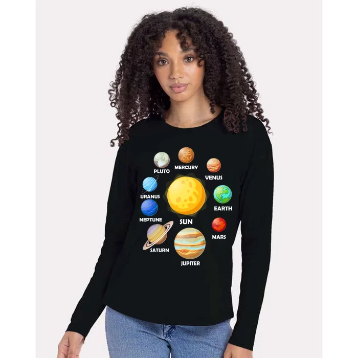 Solar System Planets Womens Cotton Relaxed Long Sleeve T-Shirt