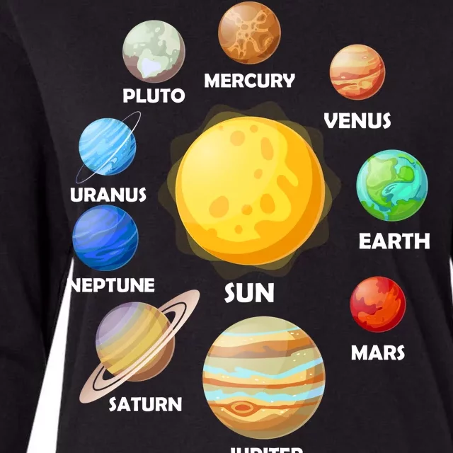 Solar System Planets Womens Cotton Relaxed Long Sleeve T-Shirt