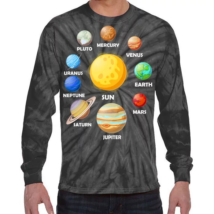 Solar System Planets Tie-Dye Long Sleeve Shirt