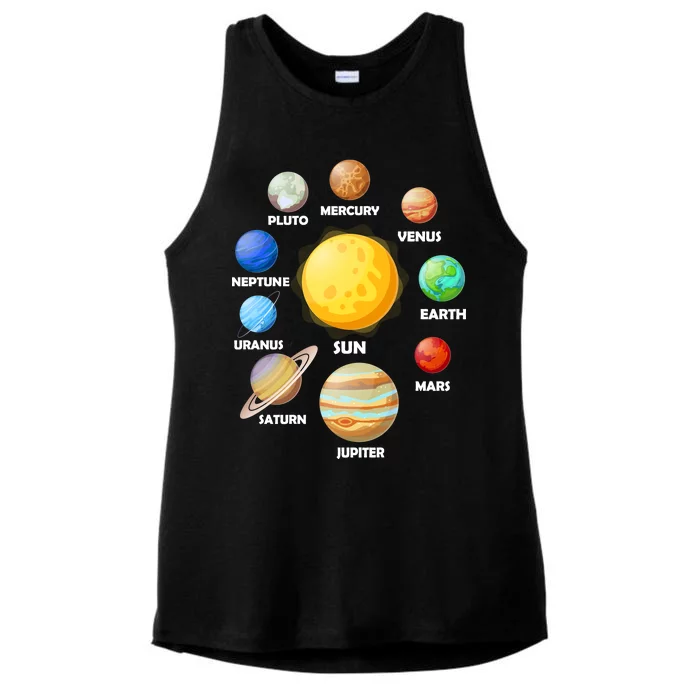 Solar System Planets Sun Mars Ladies Tri-Blend Wicking Tank