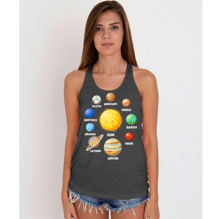 Solar System Planets Sun Mars Women's Knotted Racerback Tank