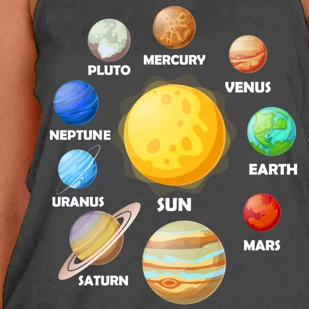 Solar System Planets Sun Mars Women's Knotted Racerback Tank