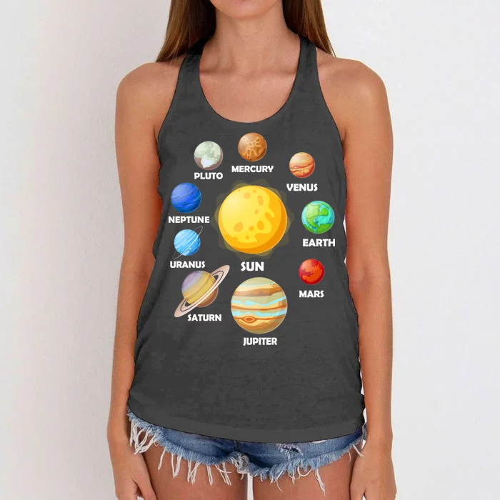 Solar System Planets Sun Mars Women's Knotted Racerback Tank