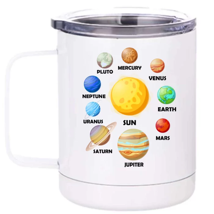 Solar System Planets Sun Mars Front & Back 12oz Stainless Steel Tumbler Cup