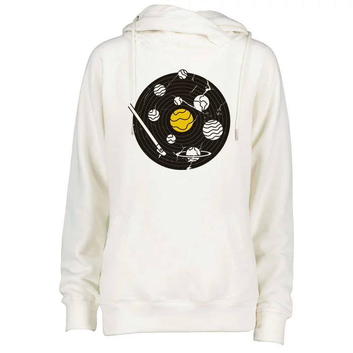 Solar System Vinyl Record Womens Funnel Neck Pullover Hood